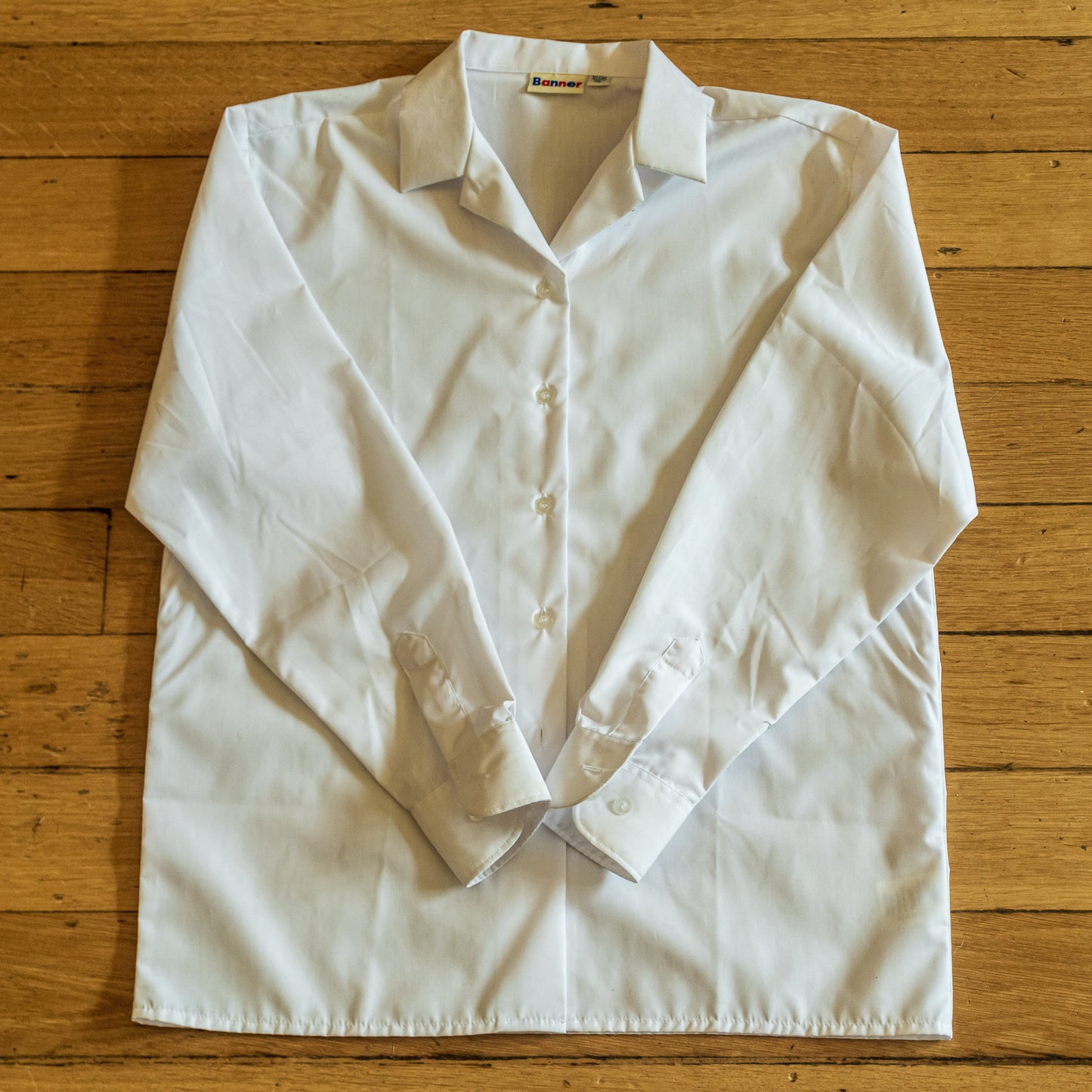 White Long Sleeved Revere Collar Blouse (Twin Pack)