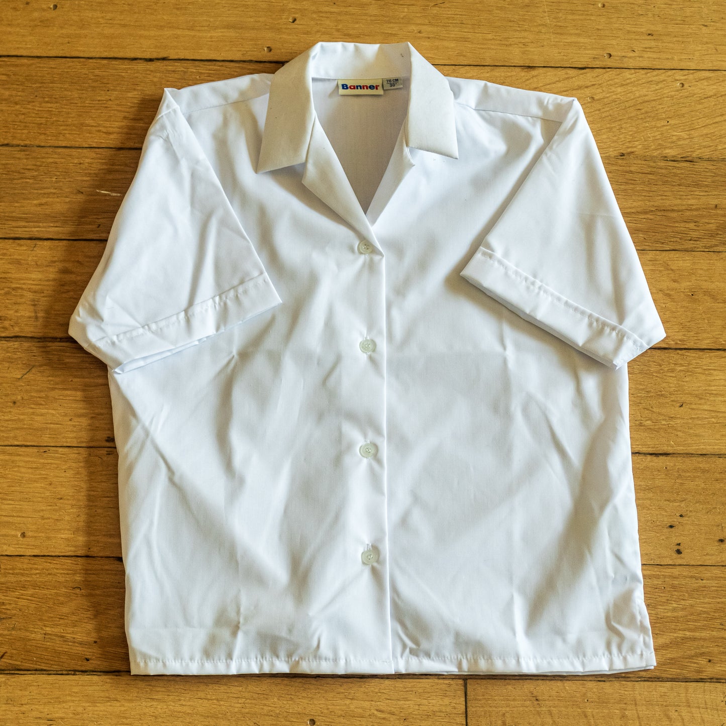 White Short Sleeved Revere Collar Blouse (Twin Pack)