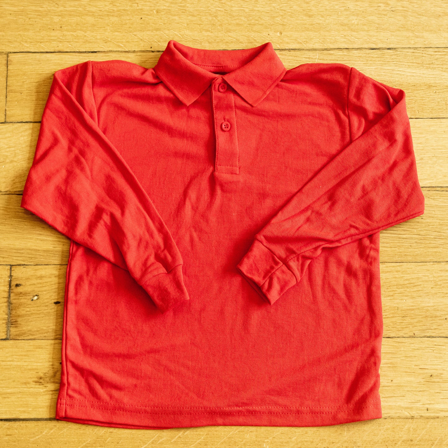 Red Long Sleeved Polo Shirt
